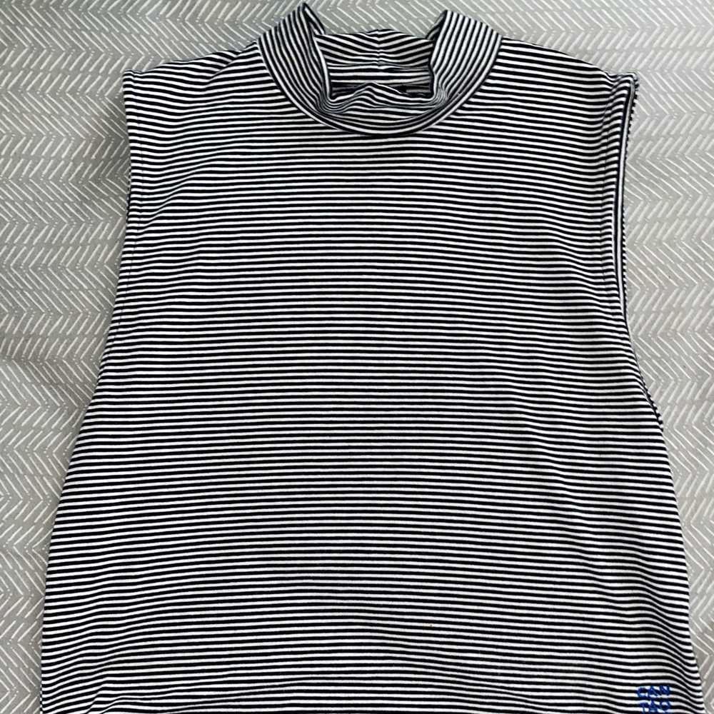 Brazilian brand striped mock turtleneck crop tank